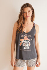 Women'secret Short 100% cotton grey Stitch pyjamas cinzento