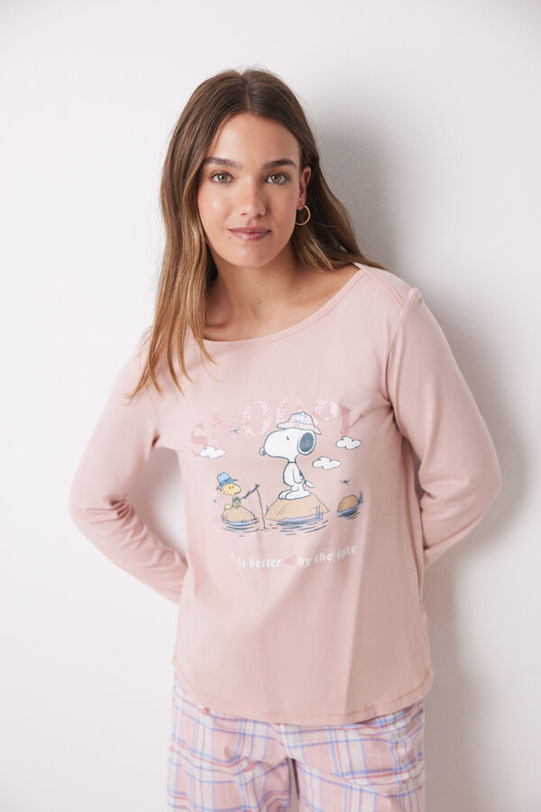 Women'secret Pijama largo 100% algod&oacute;n rosa Snoopy rosa