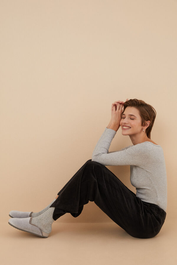 Women'secret Body manga comprida canelado cinzento cinzento