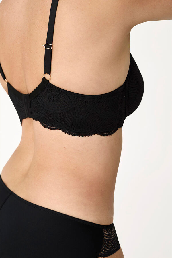 Promise Soutien push-up m&eacute;dio em renda preto