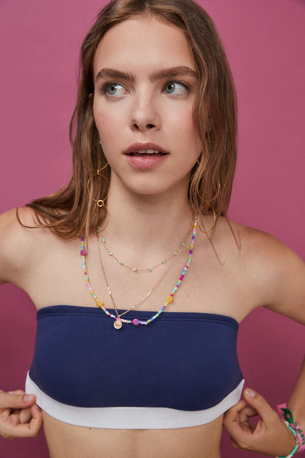 HI&BYE Top bandeau algodão azul-escuro azul