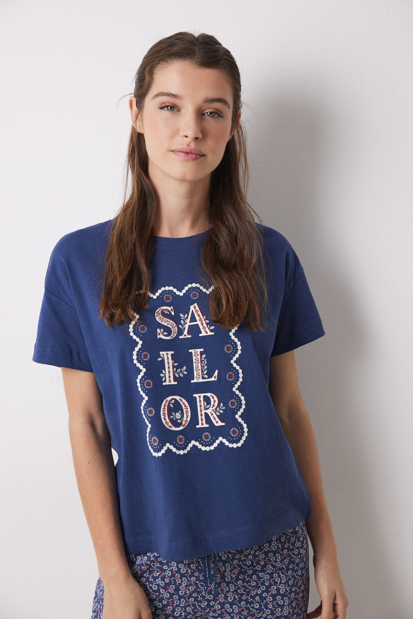Women'secret Camiseta manga corta azul Sailor
