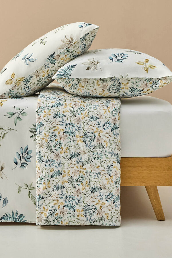 Textura Folhas de capa de edred&atilde;o de algod&atilde;o no galho verde