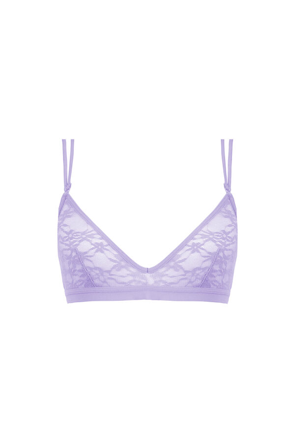 Womensecret Sujetador top triangular encaje lila morado/lila