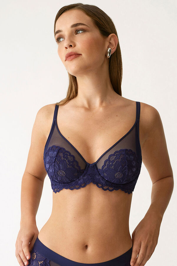 Promise Sutiã de capacidade com renda e armação azul