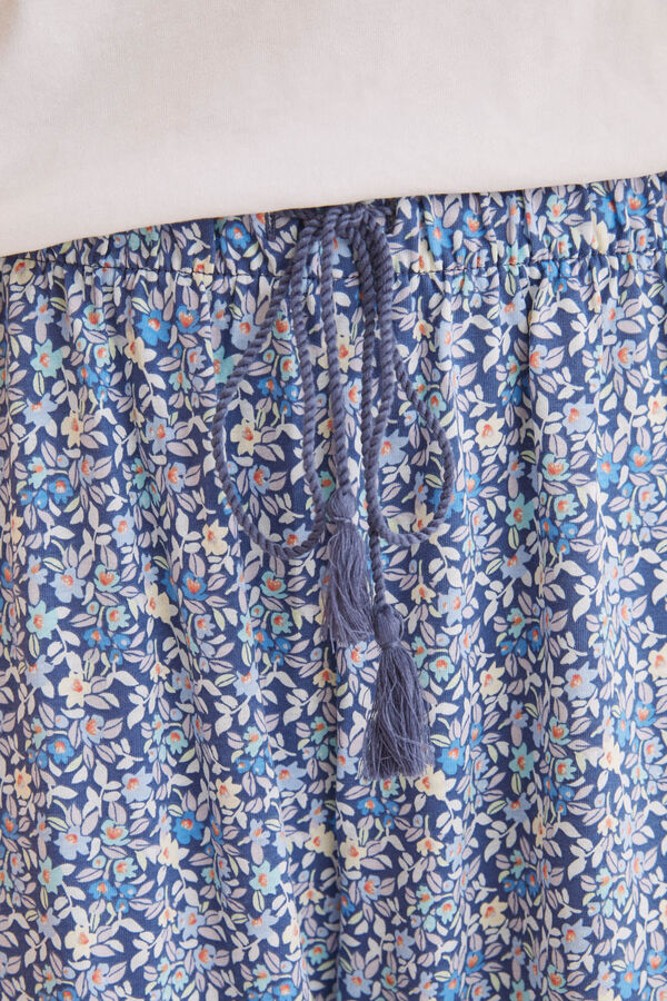 Womensecret Pijama Capri flores 100% algodão azul