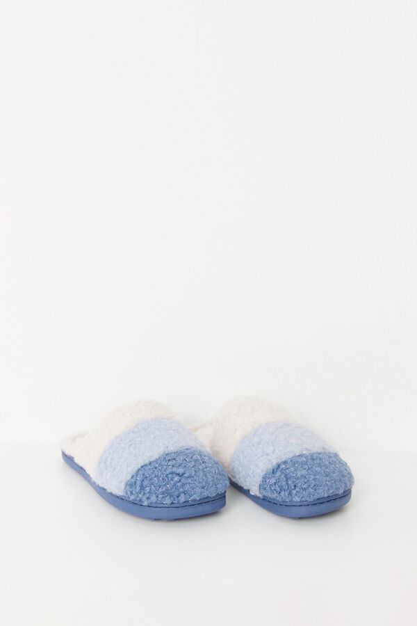 Women'secret Zapatillas casa efecto pelo azul  estampado