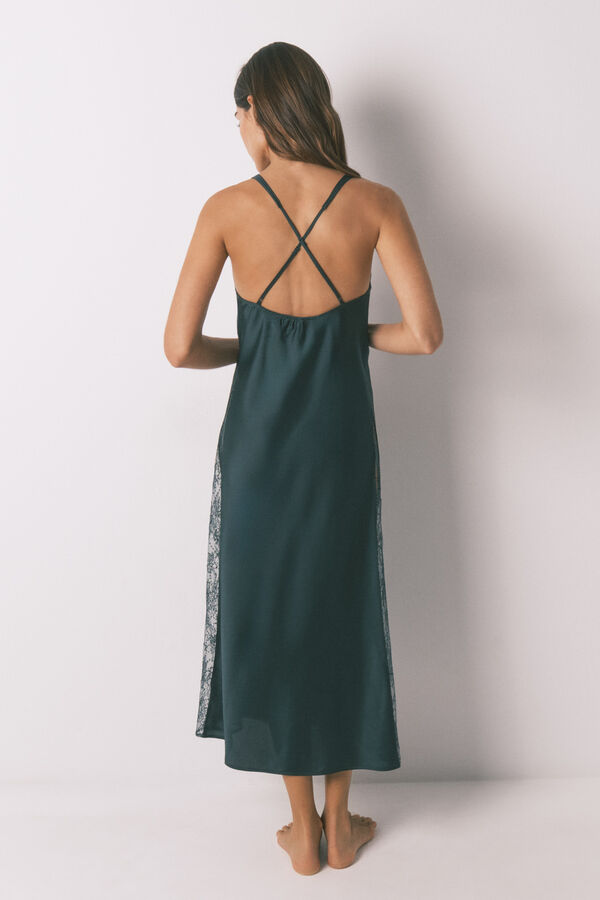 Women'secret Camis&oacute;n largo sat&eacute;n verde verde