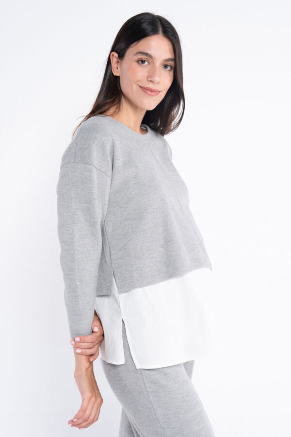 Ohma! Jersey de lactancia con camisa falsa gris