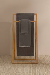 Textura Toalla ba&ntilde;o pespunte decorativo algod&oacute;n 90x150cm. gris