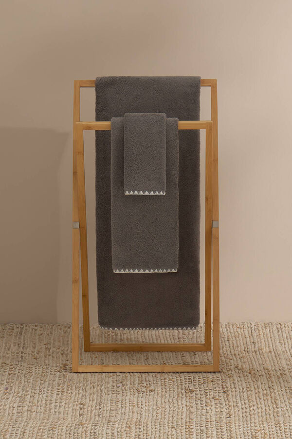 Textura Toalla ba&ntilde;o pespunte decorativo algod&oacute;n 90x150cm. gris