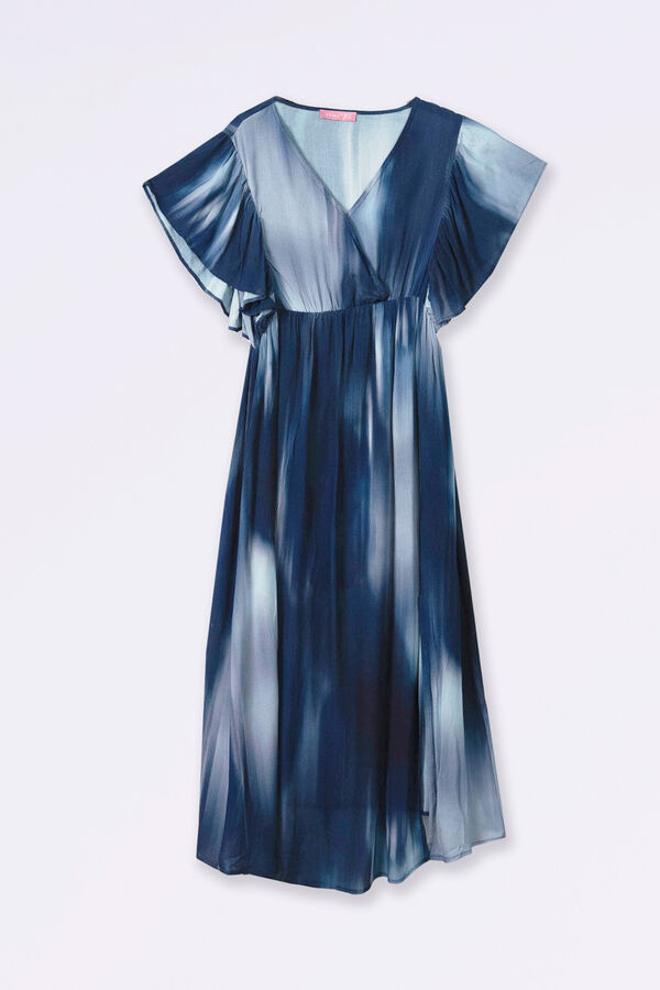 Ohma! Vestido pr&eacute;-mam&atilde; com estampado degrad&eacute; azul