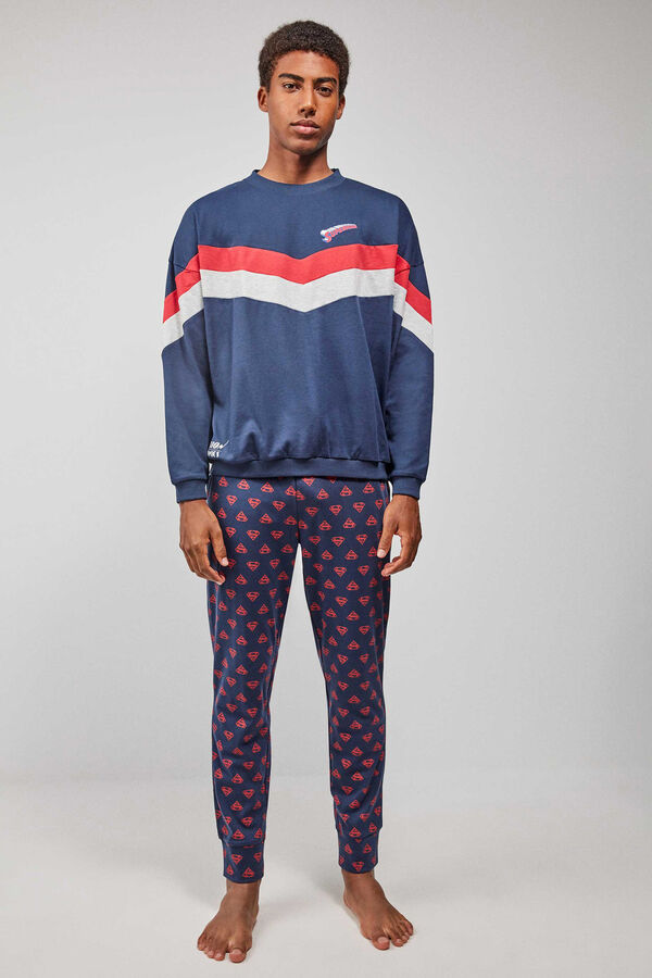 Gisela Super Man Men's Long Pajamas azul