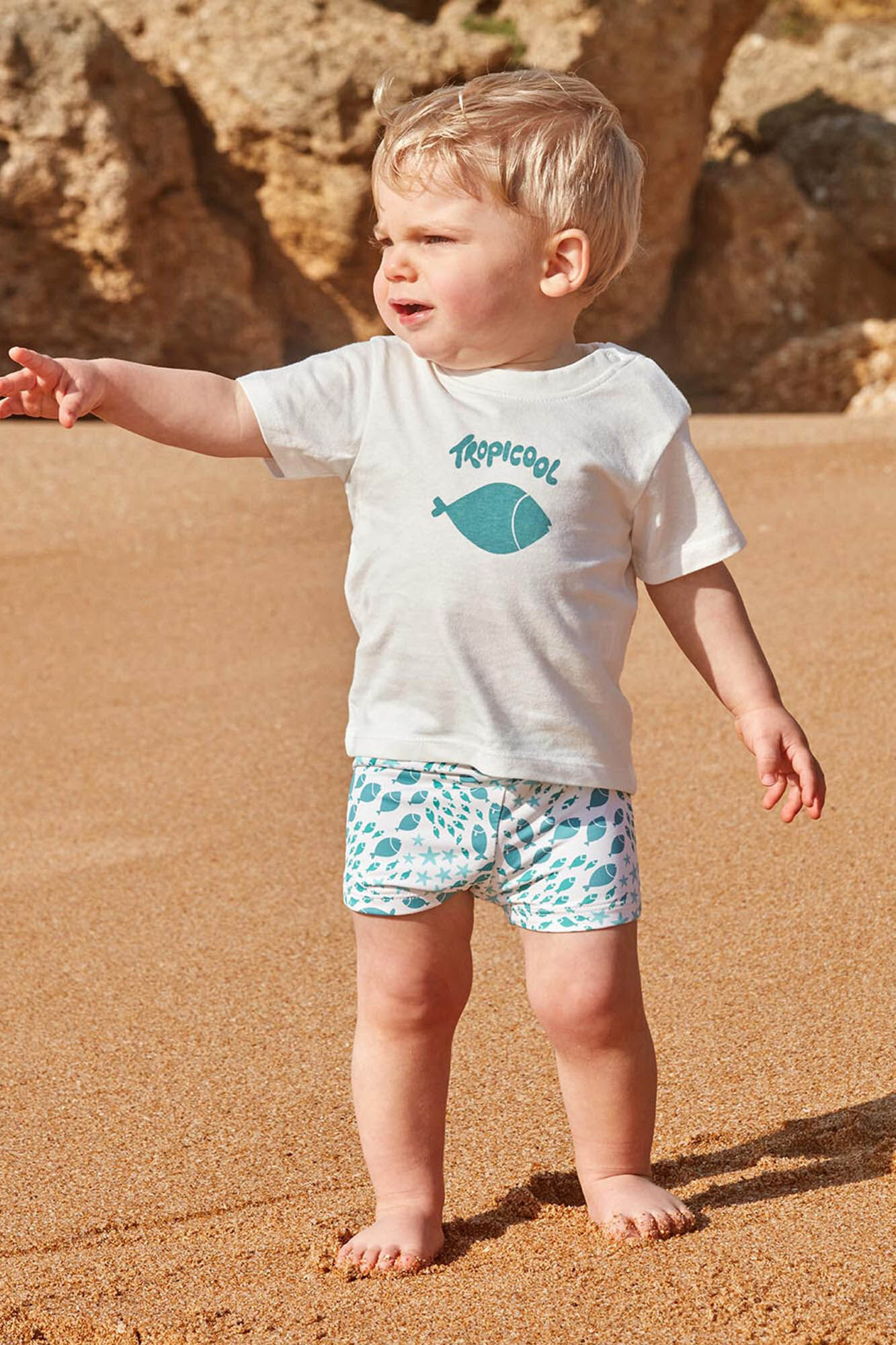 Gocco Ba&ntilde;ador de estampado peces blanco