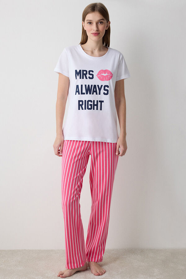 Penti Conjunto de pijama pijama comprido riscas branco