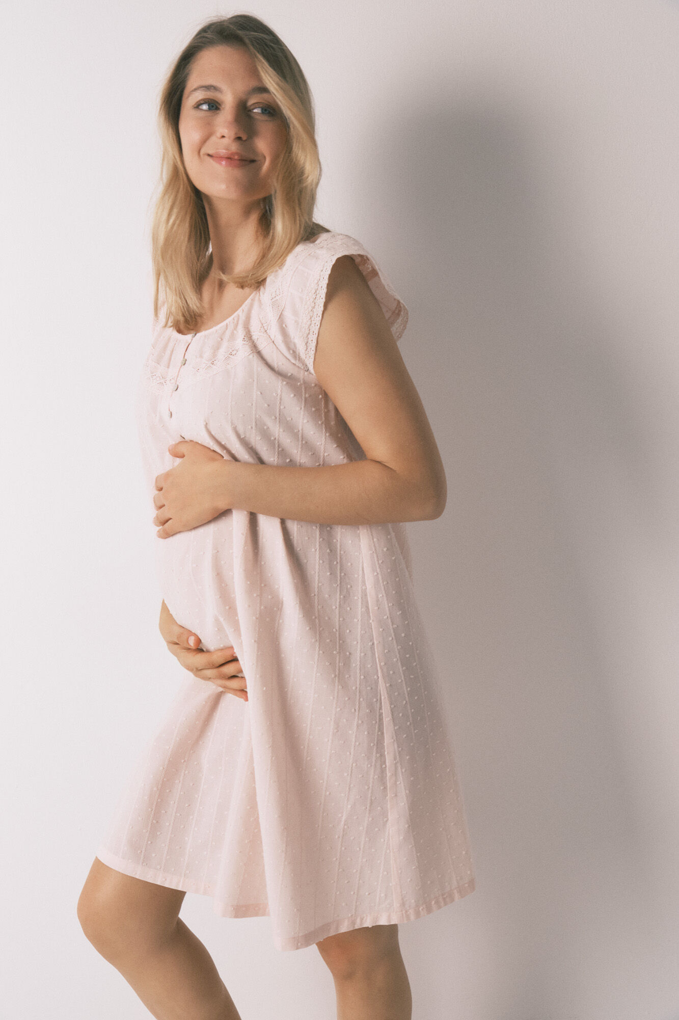 Women'secret Camisa de dormir comprida maternity em algod&atilde;o rosa