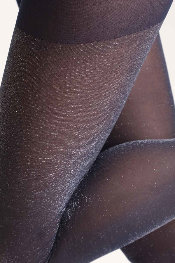 DIM Panty transparente con hilos brillantes 20 Deniers azul