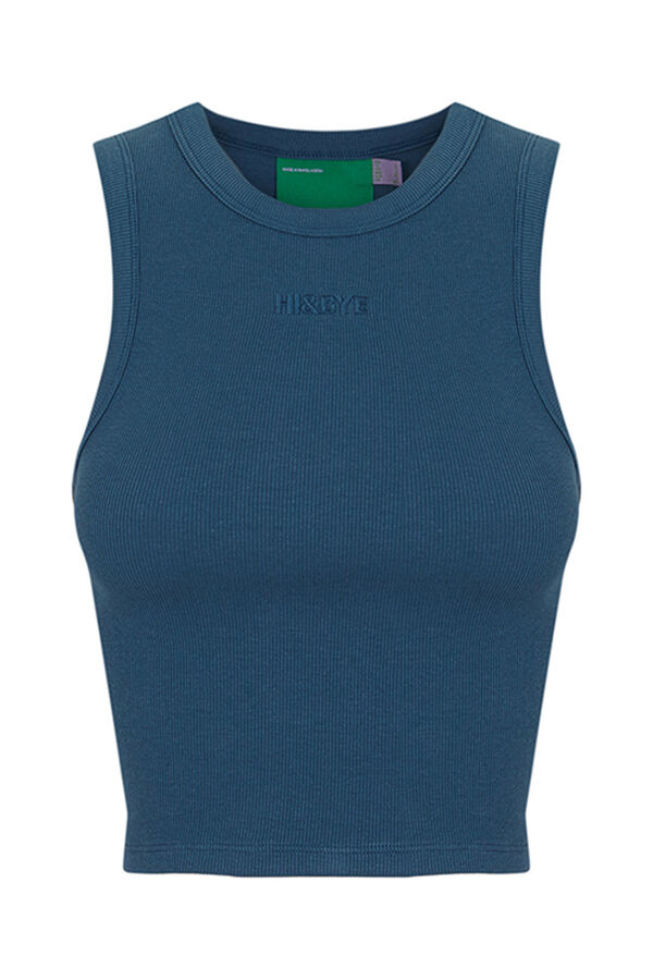 HI&BYE Crop top algod&oacute;n azul azul