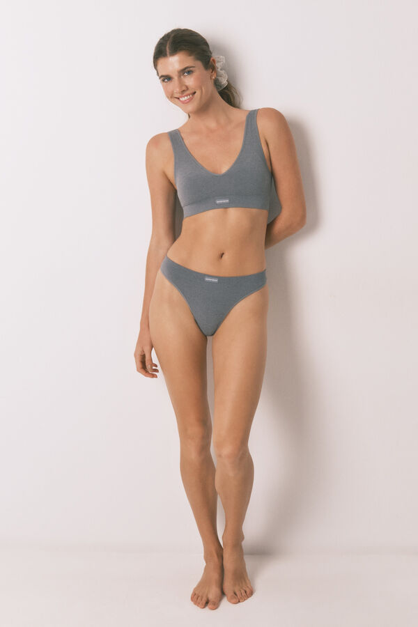 Women'secret Braga tanga sin costuras gris claro gris