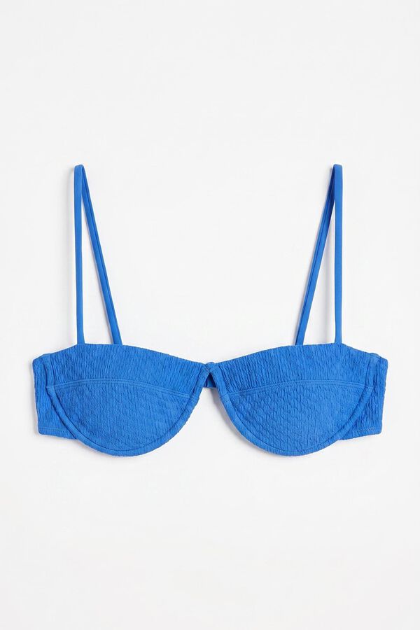 Women'secret Top bikini balconette textura diamante azul estampado