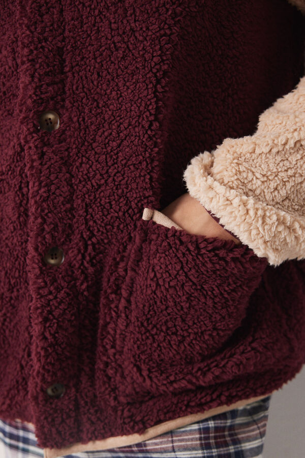 Women'secret Bata corta hombre Mickey Mouse borreguito burdeos