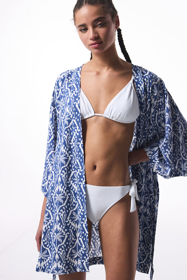 Penti Kimono de praia com estampa tropical estampado