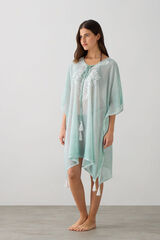 Textura T&uacute;nica algod&oacute;n efecto arrrugado turquesa