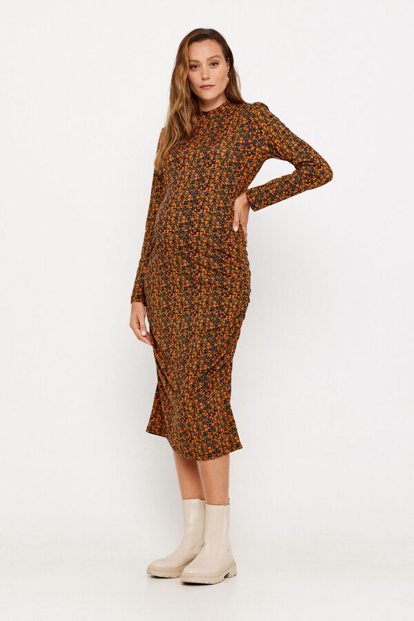 Mamalicious Vestido midi de manga comprida maternity  preto