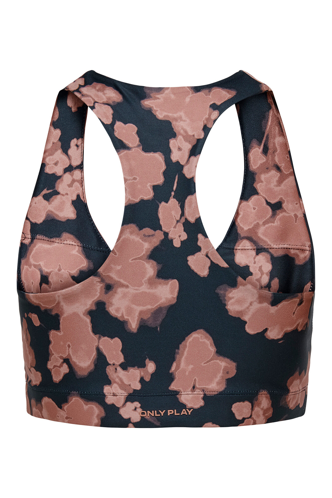 Only Play Suti&atilde; esportivo com el&aacute;stico, cor azul grafite e acabamento lavado rosa p&aacute;lido