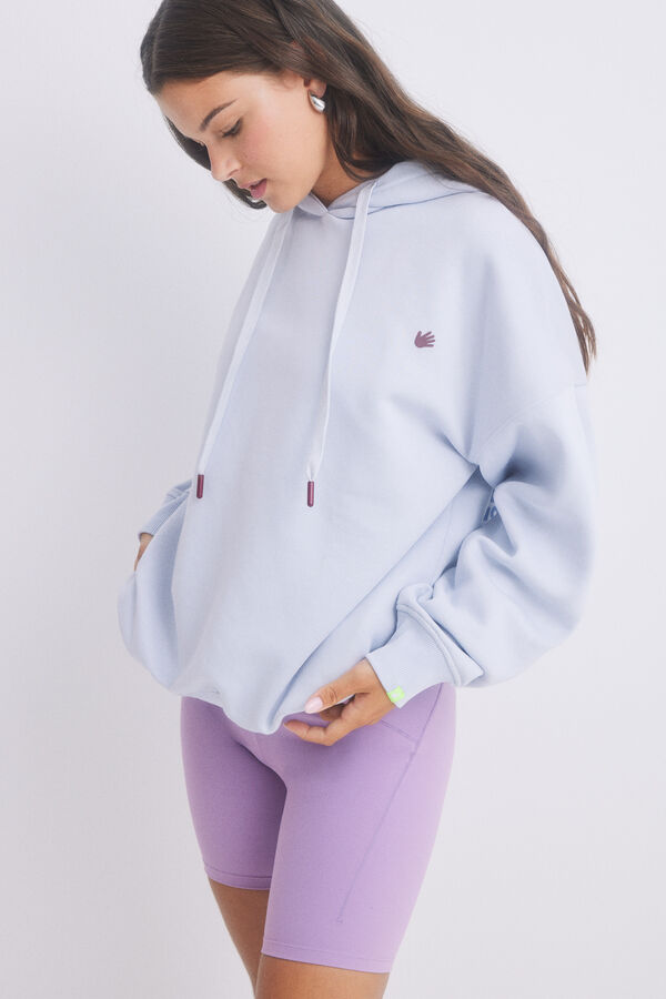 HI&BYE Sudadera capucha felpa azul logo azul