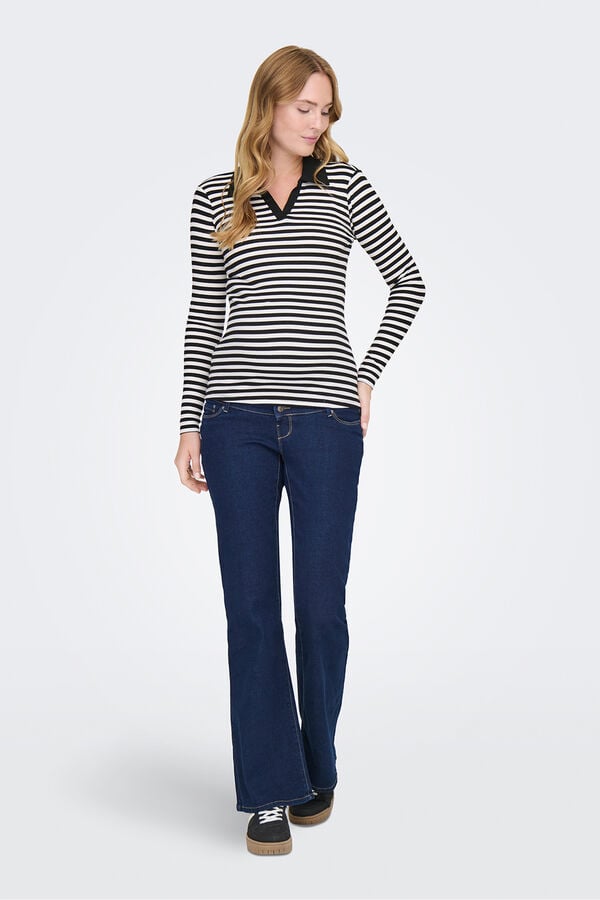 Only Maternity Polo de rayas maternity  blanco