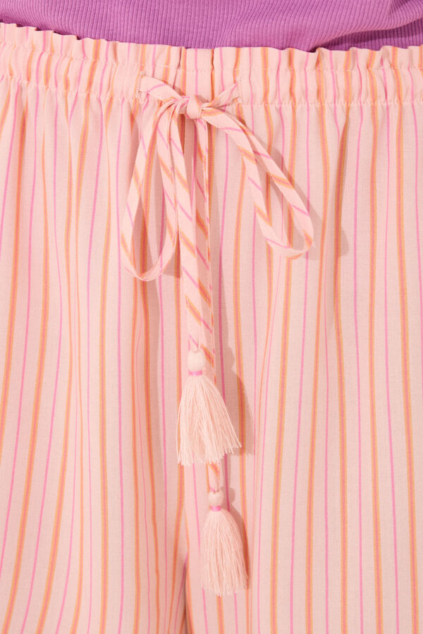 Women'secret Pantalón largo viscosa estampado rayas rosa
