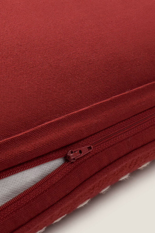 Textura Funda coj&iacute;n algod&oacute;n reno rojo