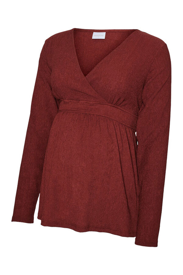 Mamalicious Top manga larga maternity y lactancia  marr&oacute;n