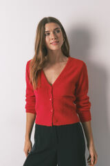Women'secret Casaco de malha curto tricot suave vermelho vermelho