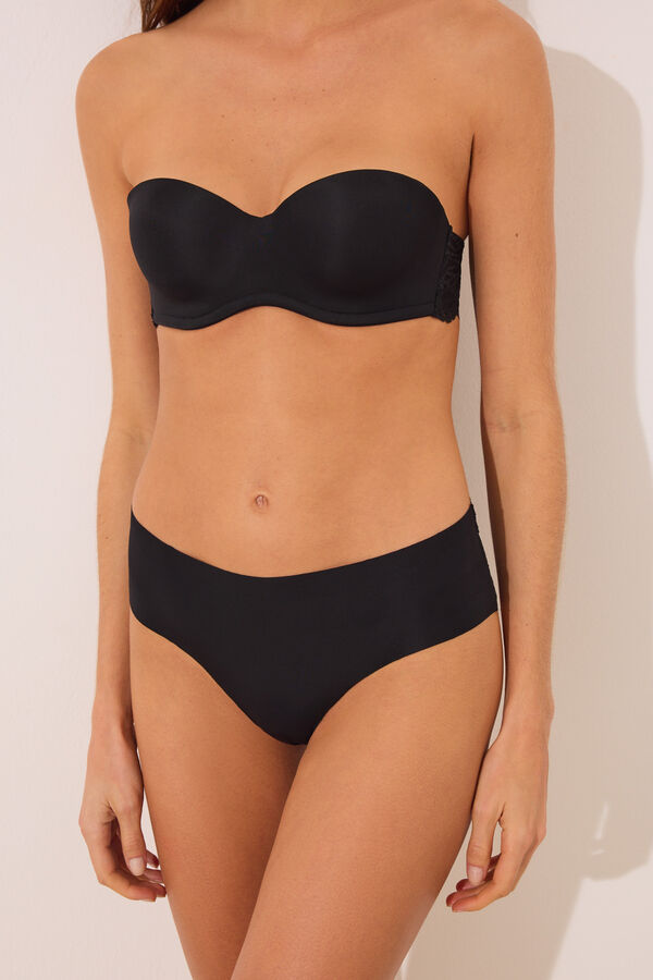 Women'secret Braga ancha brasile&ntilde;a microfibra y encaje negra negro