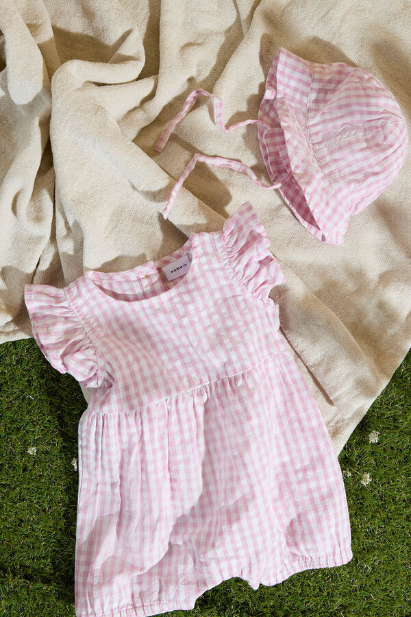 Name it Macacão xadrez Vicky 100% algodão rosa