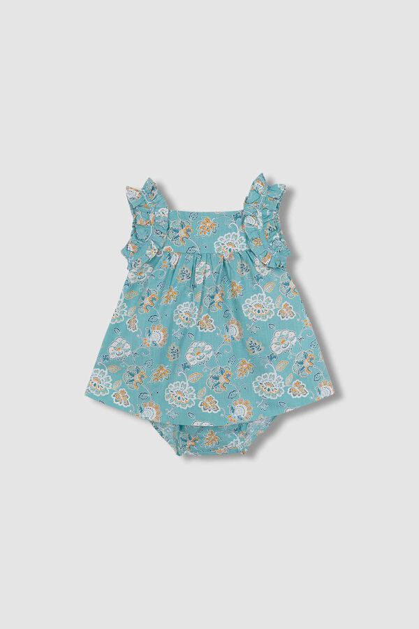 Gocco Vestido estampado flores azul claro turquesa