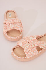 Women'secret Zapatillas casa pala nudo rafia naranja melocot&oacute;n naranja