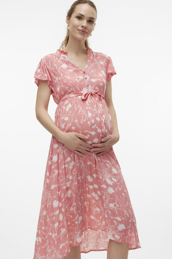 Mamalicious Vestido midi maternity e amamentação  rosa