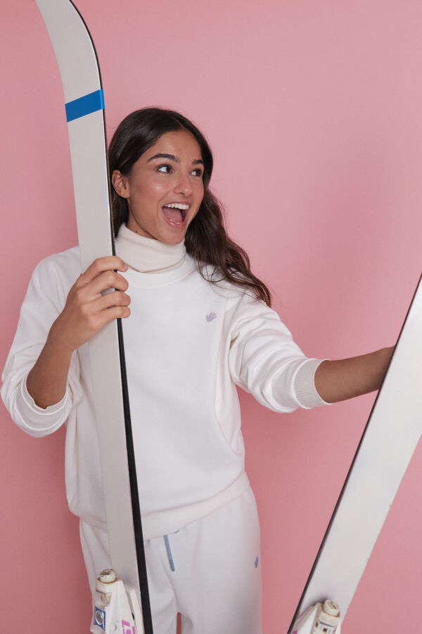HI&BYE Sudadera felpa blanco logo marfil