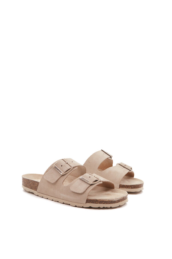 Abbacino Sandália croute de pele camurça bege