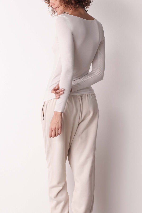 Cotonella Camiseta de cachemira Cuello Barco Manga Larga&nbsp; beige