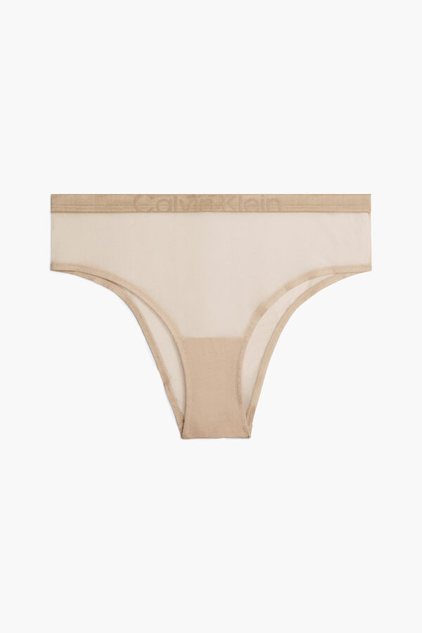Calvin Klein Tanga de renda Intrinsic bege