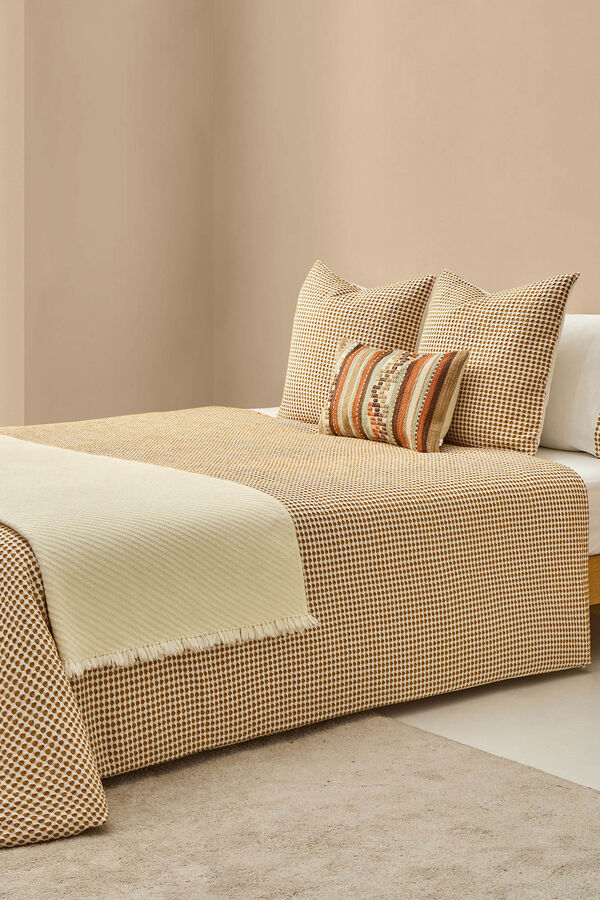 Textura Funda n&oacute;rdica tejido gofrado amarillo