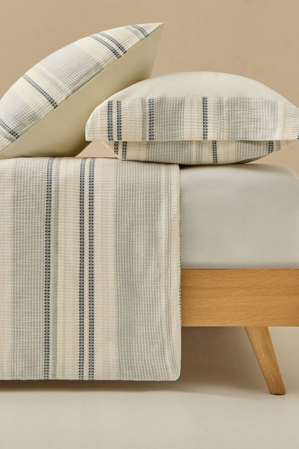 Textura Capa n&oacute;rdica algod&atilde;o textura riscas azul