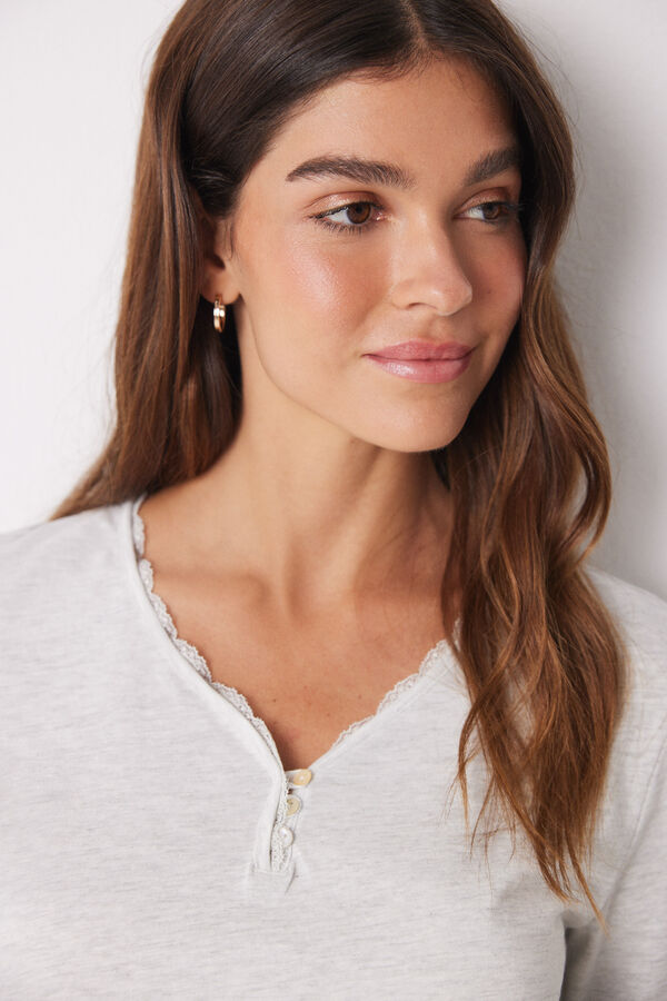 Women'secret Camiseta manga larga 100% algod&oacute;n gris gris