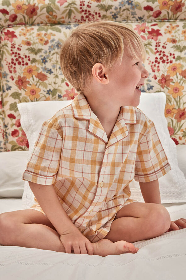 Gocco Pijama de manga corta de cuadros amarillo amarillo