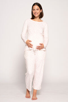 Womensecret Pijama de velour com flores maternity branco