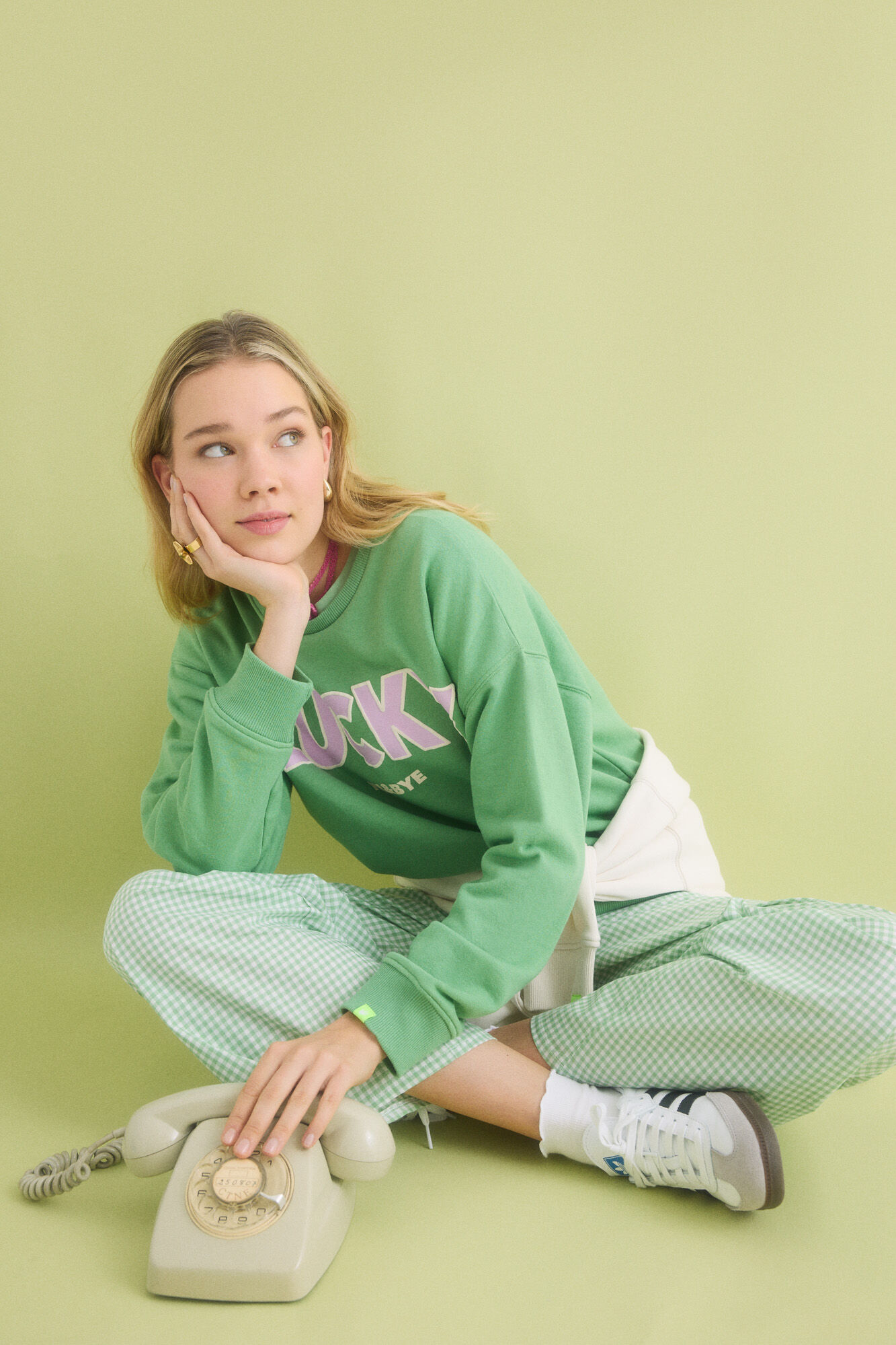 HI&BYE Sudadera felpa algod&oacute;n verde